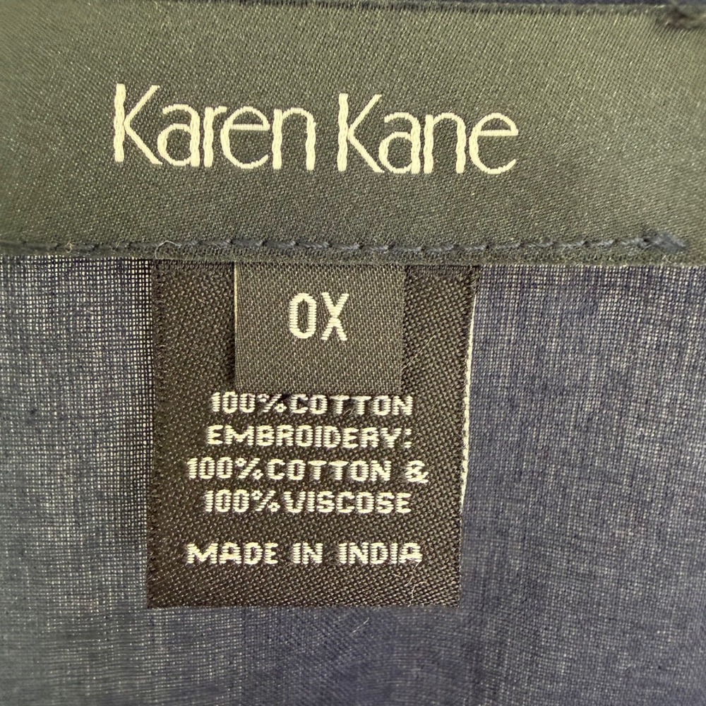 Karen Kane‎ Embroidered Tunic Top Navy Blue 0X NWT Luxury Boho Chic $158 - Picture 5 of 9